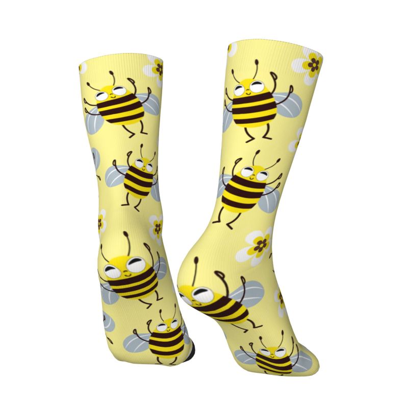 Dress Sock Men - Śmieszne męskie skarpetki z nadrukiem pszczół