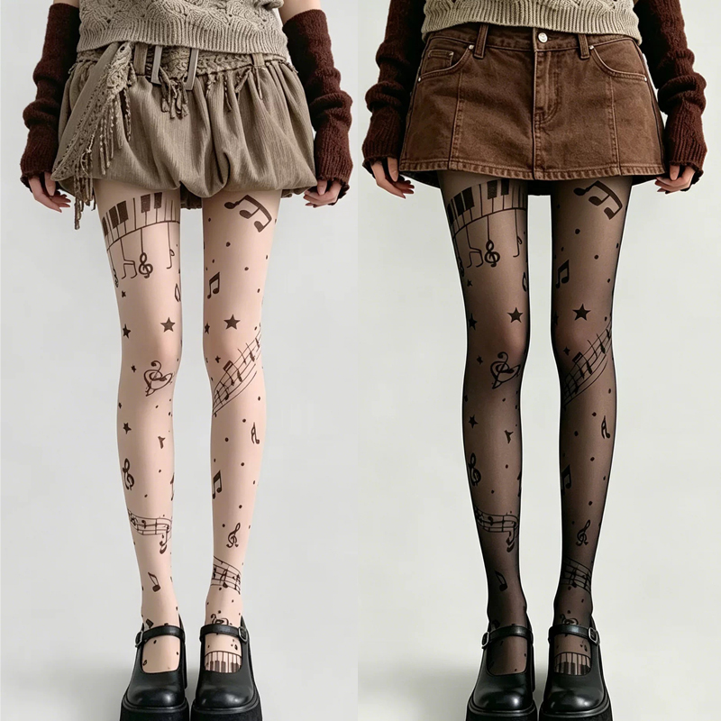 Rajstopy z nadrukiem nut muzyc – Tights Pantyhose Sheer recenzja i cena